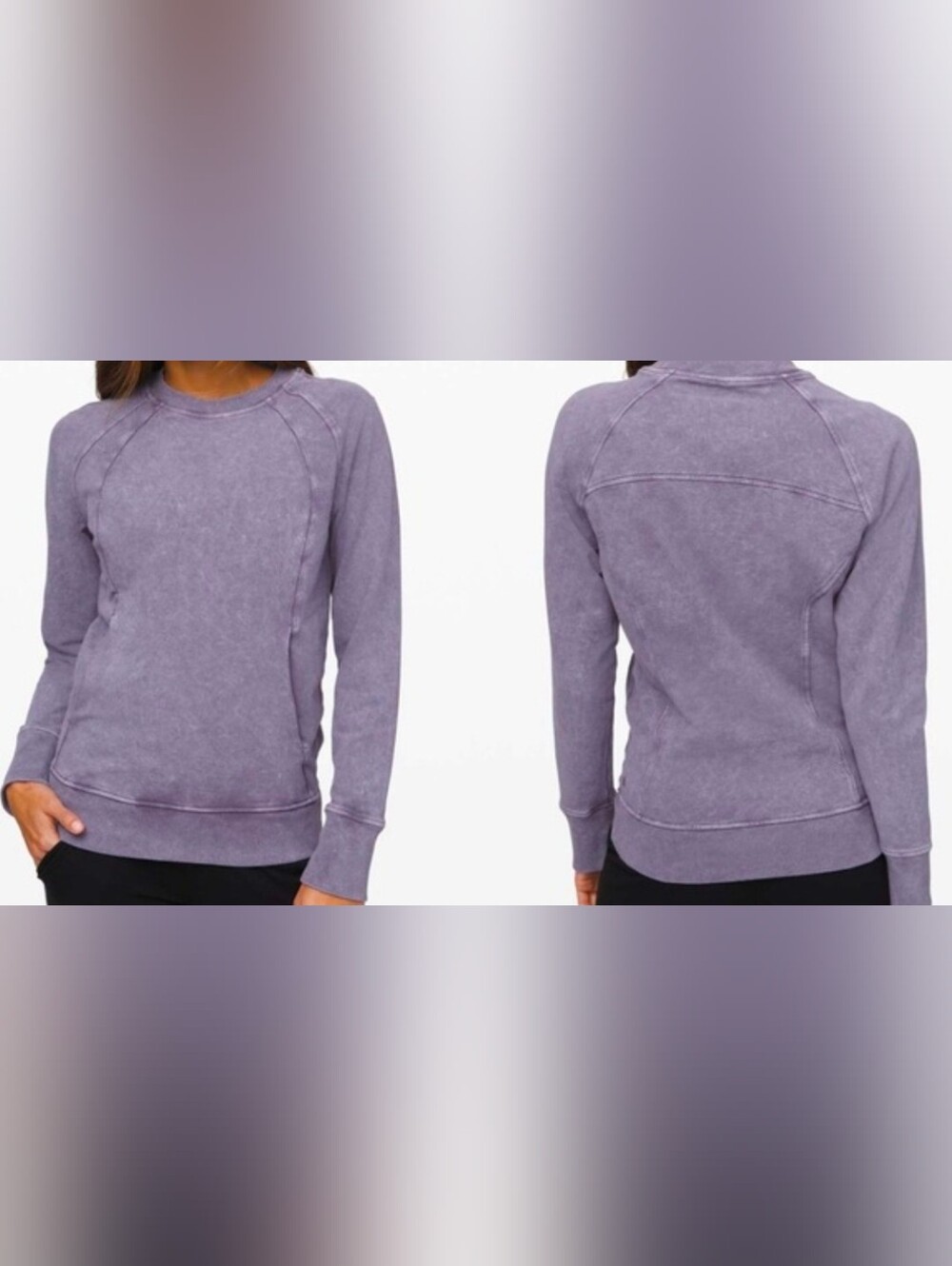 Lululemon washed purple quartz crew.